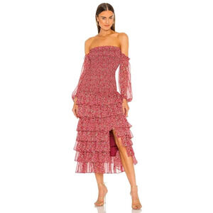 Likely Mitzie Midi Dress Tibetan Red Multi Size 6